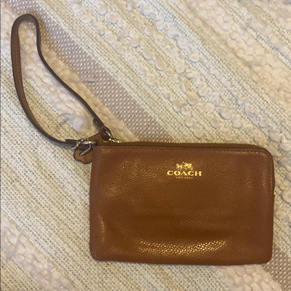 Coach Brown Leather Wristlet